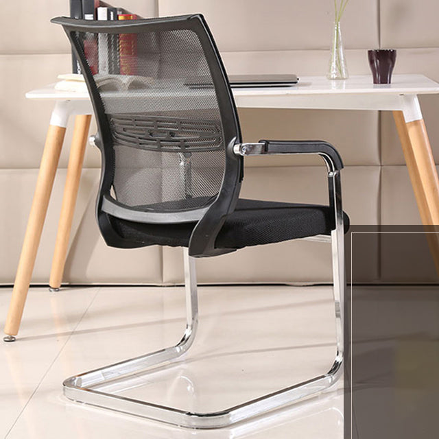 Black Fixed Arms Modern Office Chair Steel No Wheels Office Chair