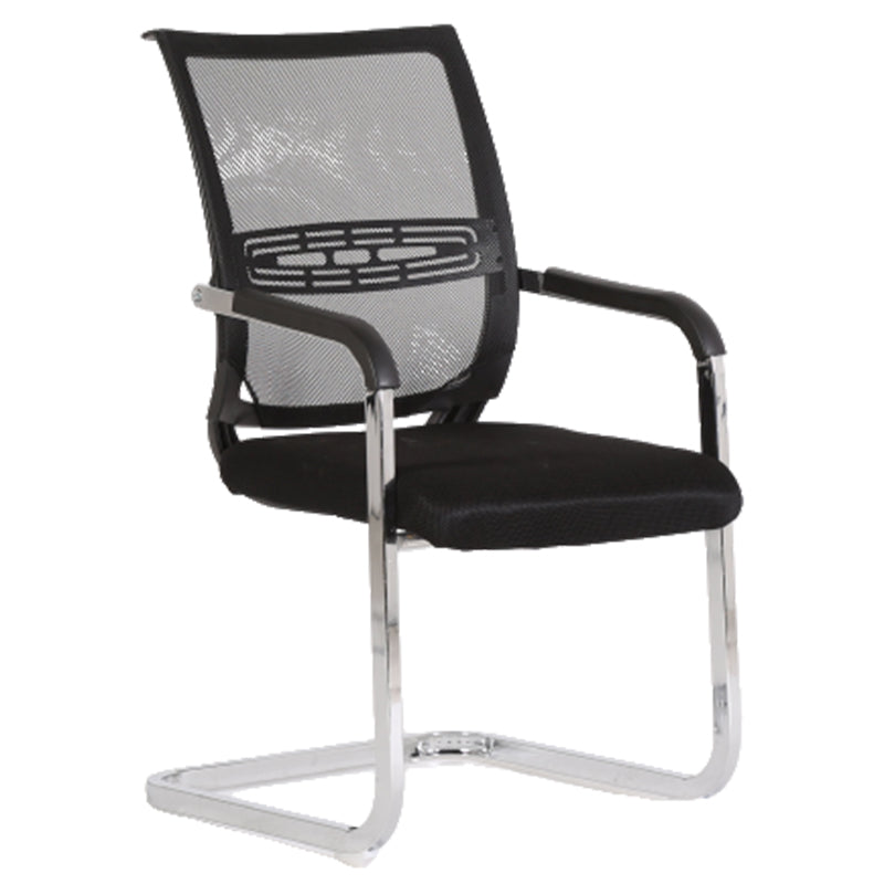 Black Fixed Arms Modern Office Chair Steel No Wheels Office Chair