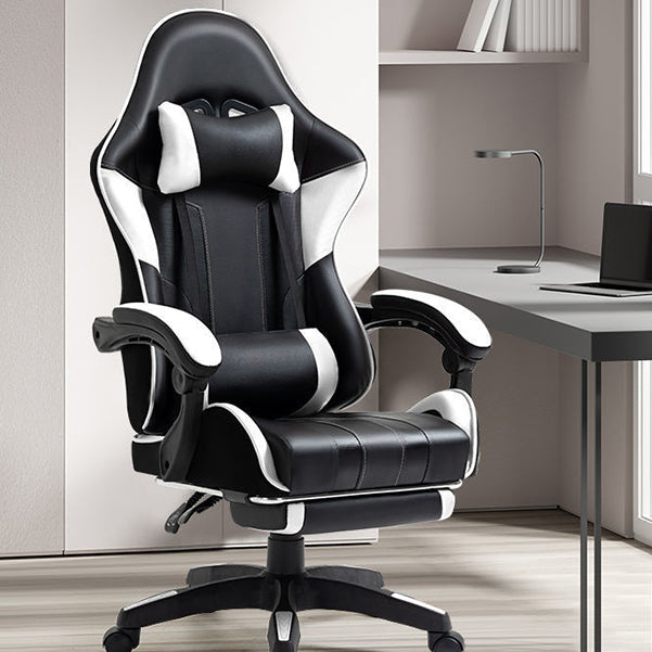 Modern Desk Chair Faux Leather Computer Chair High-Back Chair with Wheels