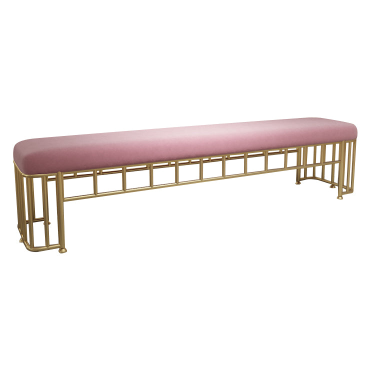 Modern Cotton Foam Bench Pink Cushioned Bench with Legs for Kitchen