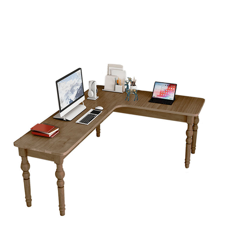 Wood Gray Office Desk L-Shape Writing Desk for Bedroom and Office