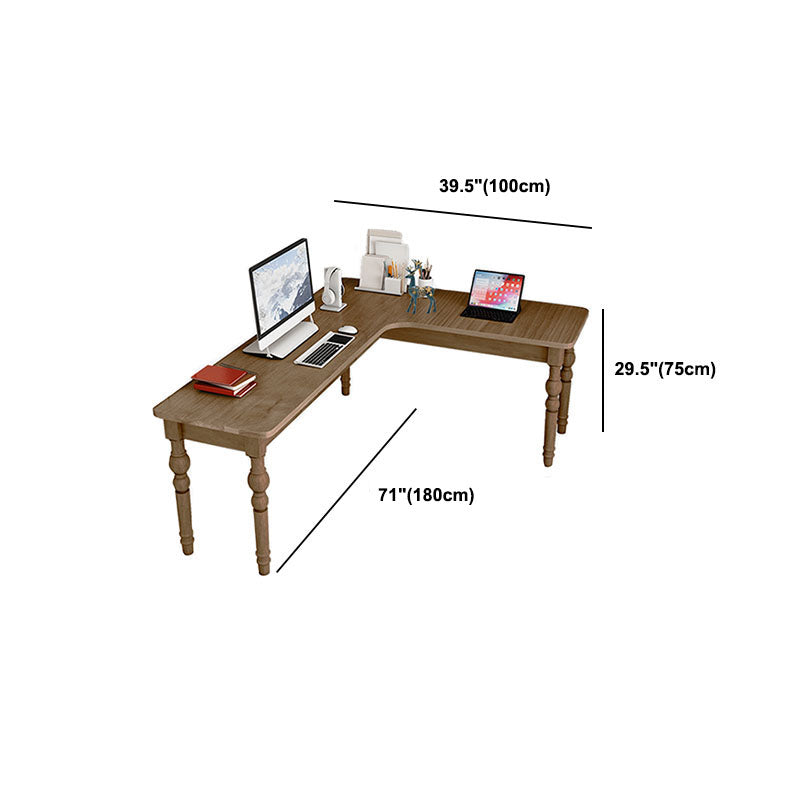 Wood Gray Office Desk L-Shape Writing Desk for Bedroom and Office