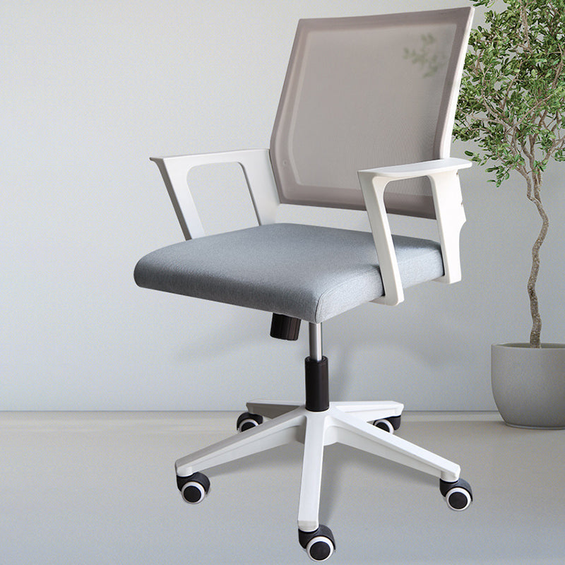 Modern & Contemporary Wheels Chair Fabric Desk Chair Mid-Back Office Chair