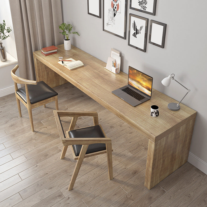 23.6" Wide Contemporary Office Desk Natural Solid Wood Writing Desk