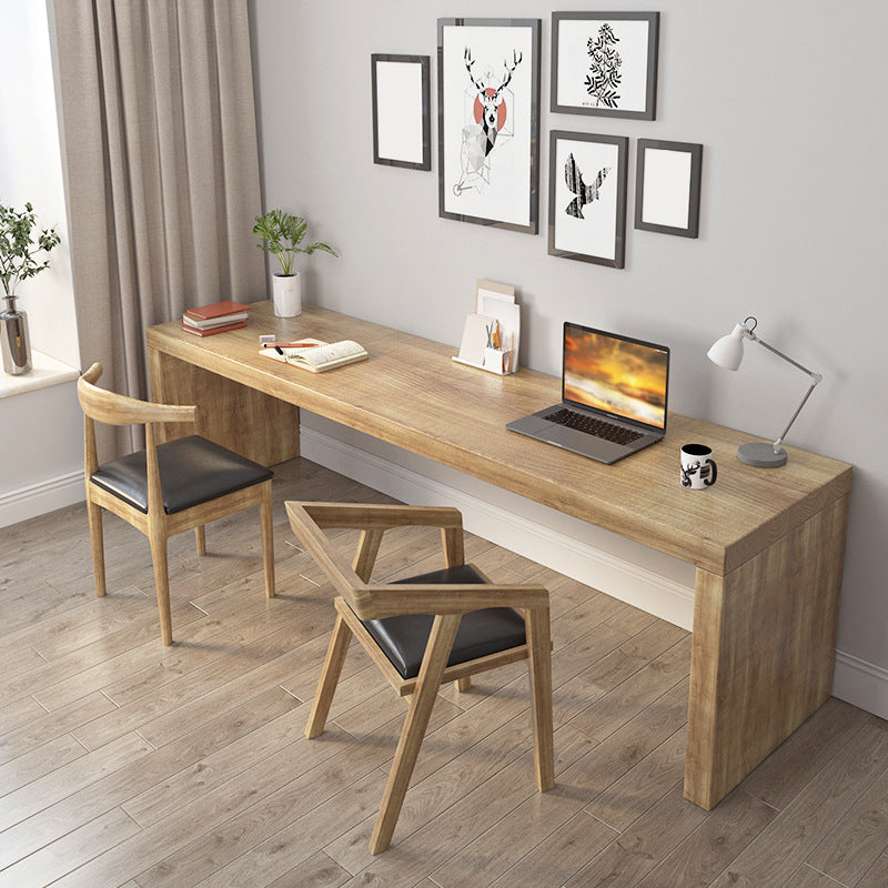 23.6" Wide Contemporary Office Desk Natural Solid Wood Writing Desk