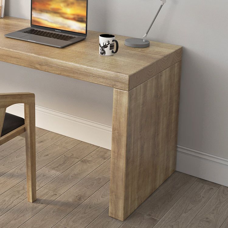 23.6" Wide Contemporary Office Desk Natural Solid Wood Writing Desk