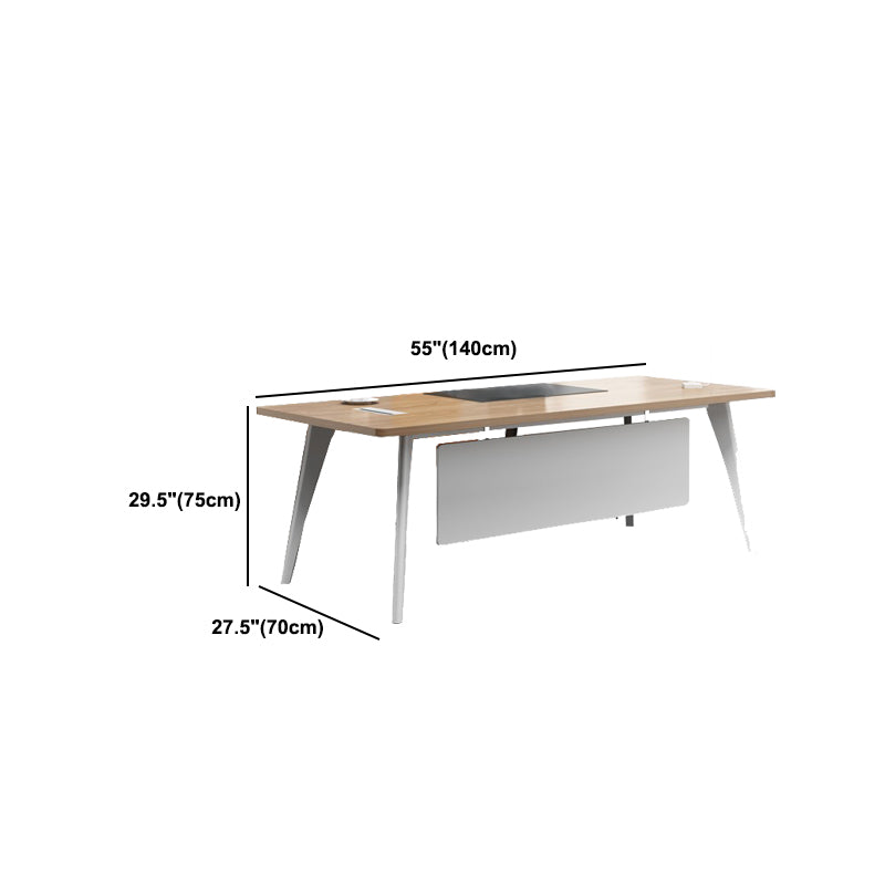 Cable Management Rectangular Computer Desk Natural Office Desk with Metal Legs