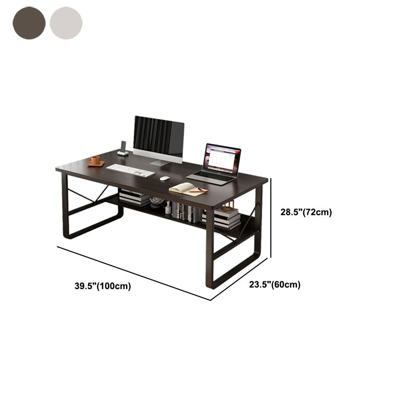 Wood and Steel Rectangular Office Table Home Office Industrial Writing Desk with Shelf