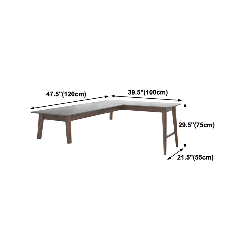 Slate Corner Writing Desk Solid Wood Legs for Bedroom Or Office Bay Window