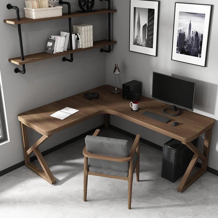 Corner Writing Desk Contemporary Style Brown Dormitory Office Desk