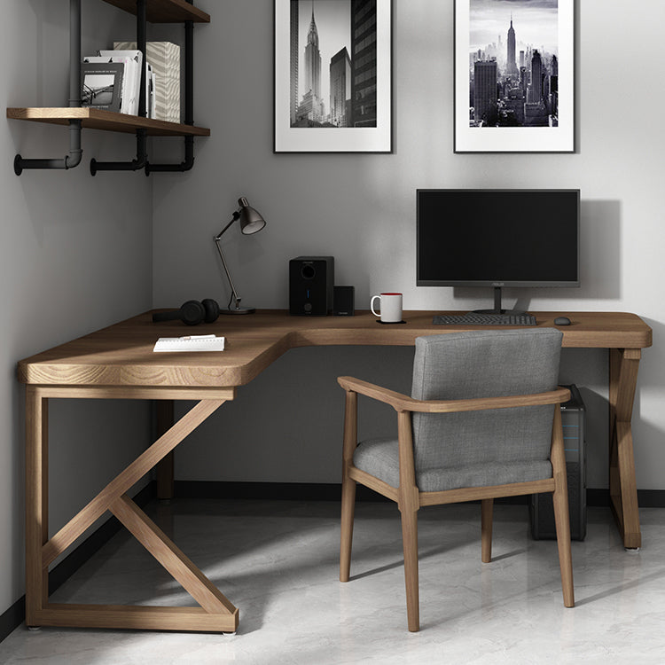 Corner Writing Desk Contemporary Style Brown Dormitory Office Desk