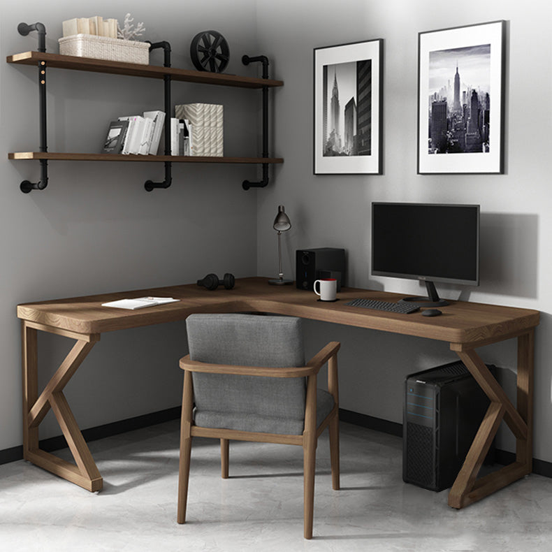 Corner Writing Desk Contemporary Style Brown Dormitory Office Desk