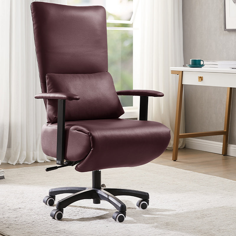 Modern Office Chair Swivel Arm Accent High-Back Leather Chair