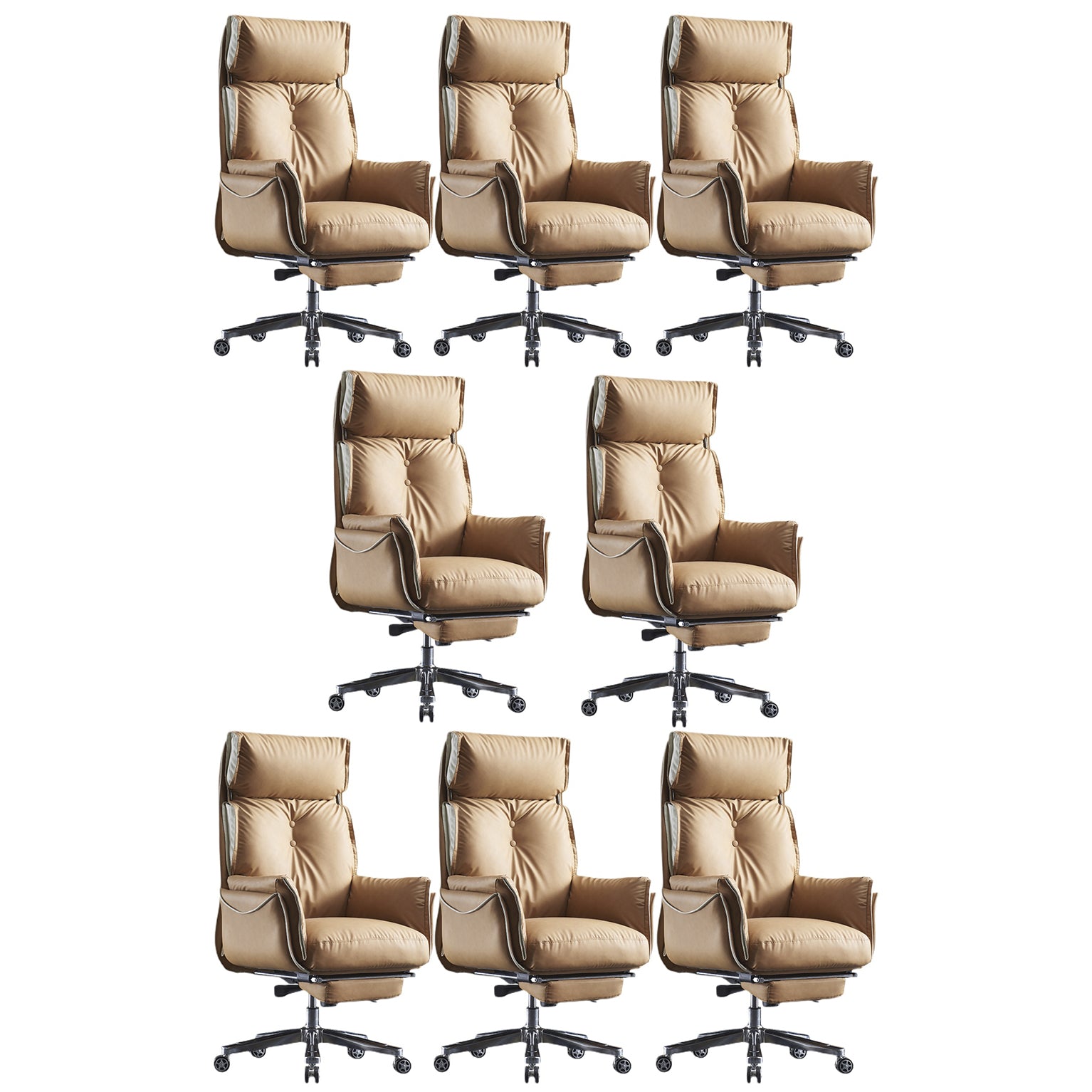 Modern Slide High Back Office Chai Brown Leather Office Chair