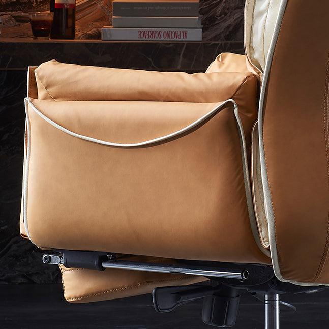 Modern Slide High Back Office Chai Brown Leather Office Chair