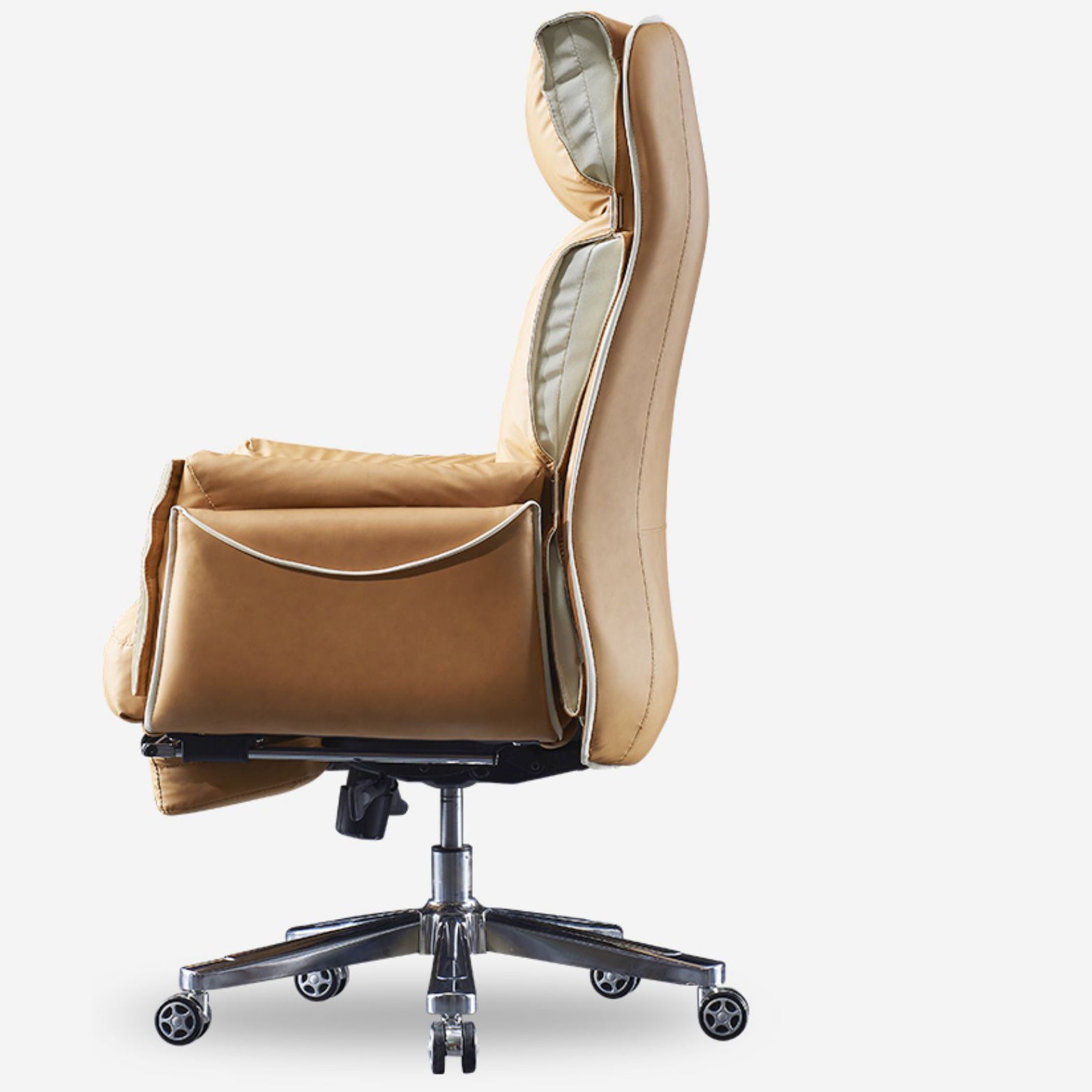 Modern Slide High Back Office Chai Brown Leather Office Chair