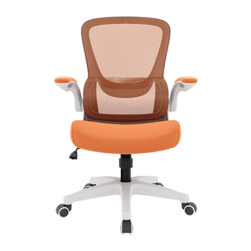 Modern Chair Mesh Computer Chair Mid-Back Chair with Wheels in Gray/Orange/Black