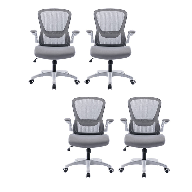 Modern Chair Mesh Computer Chair Mid-Back Chair with Wheels in Gray/Orange/Black