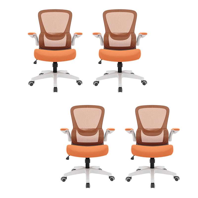 Modern Chair Mesh Computer Chair Mid-Back Chair with Wheels in Gray/Orange/Black