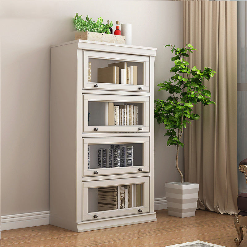 Contemporary Wooden Shelf Bookcase Pure White Standard Shelf for Study Room