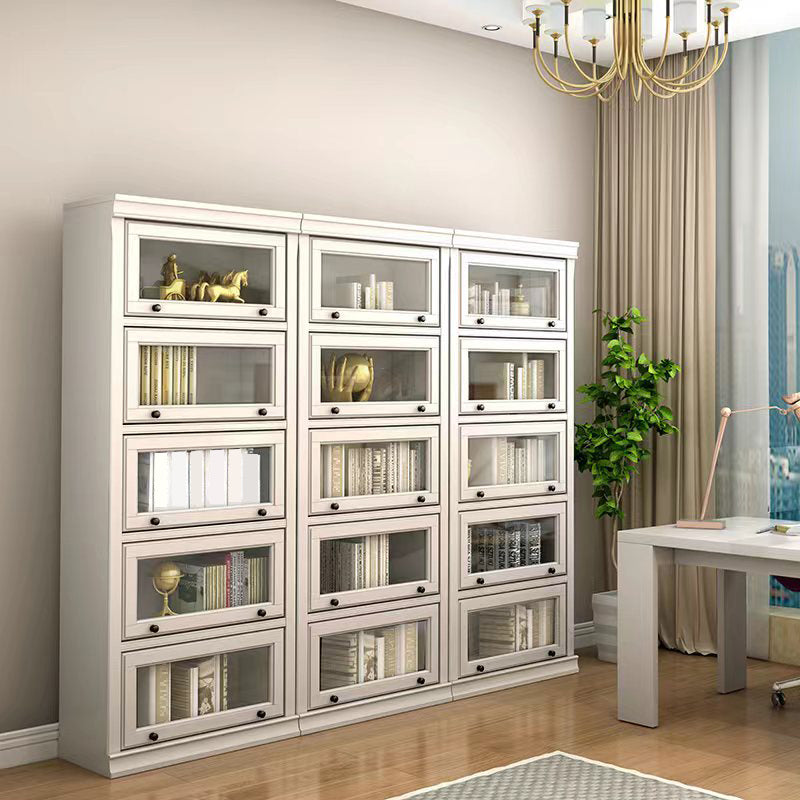 Contemporary Wooden Shelf Bookcase Pure White Standard Shelf for Study Room