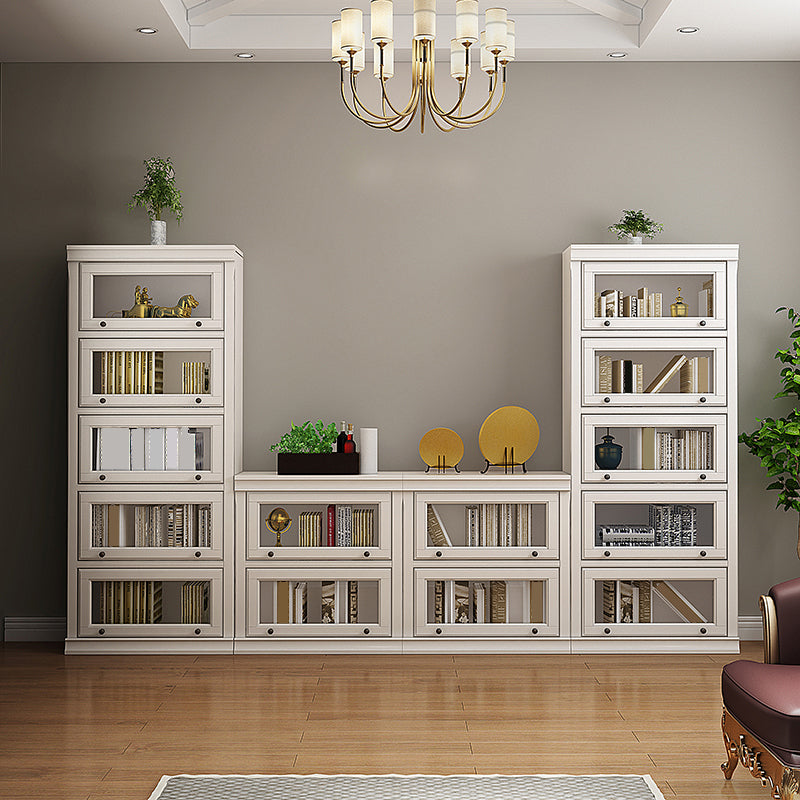 Contemporary Wooden Shelf Bookcase Pure White Standard Shelf for Study Room