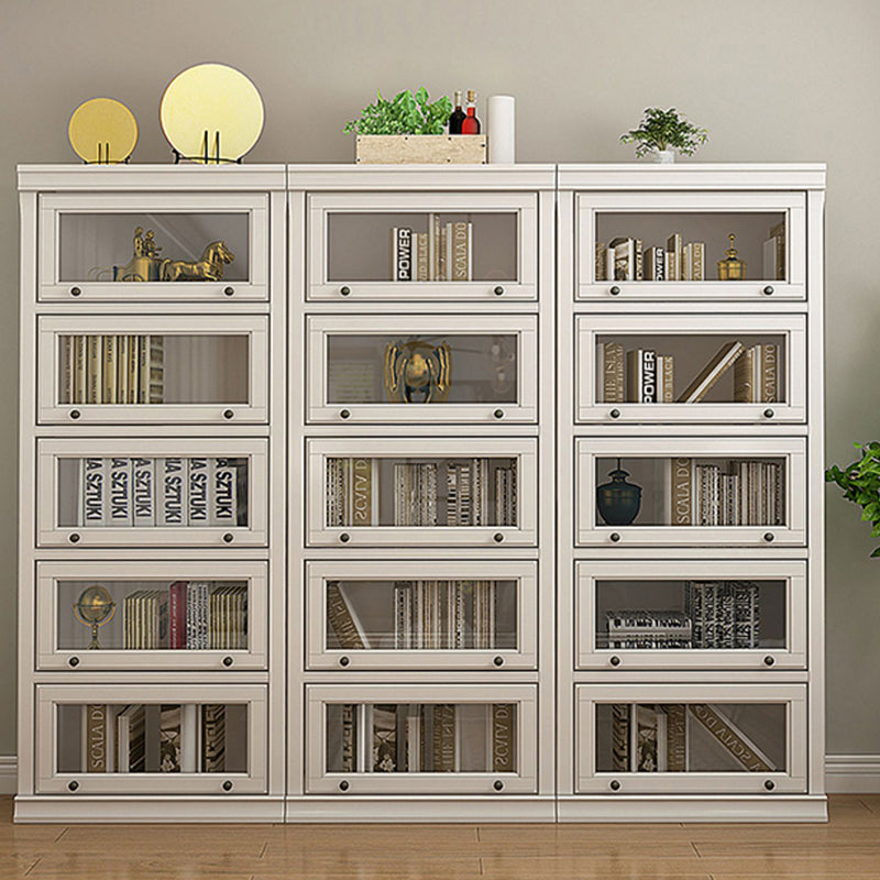 Contemporary Wooden Shelf Bookcase Pure White Standard Shelf for Study Room