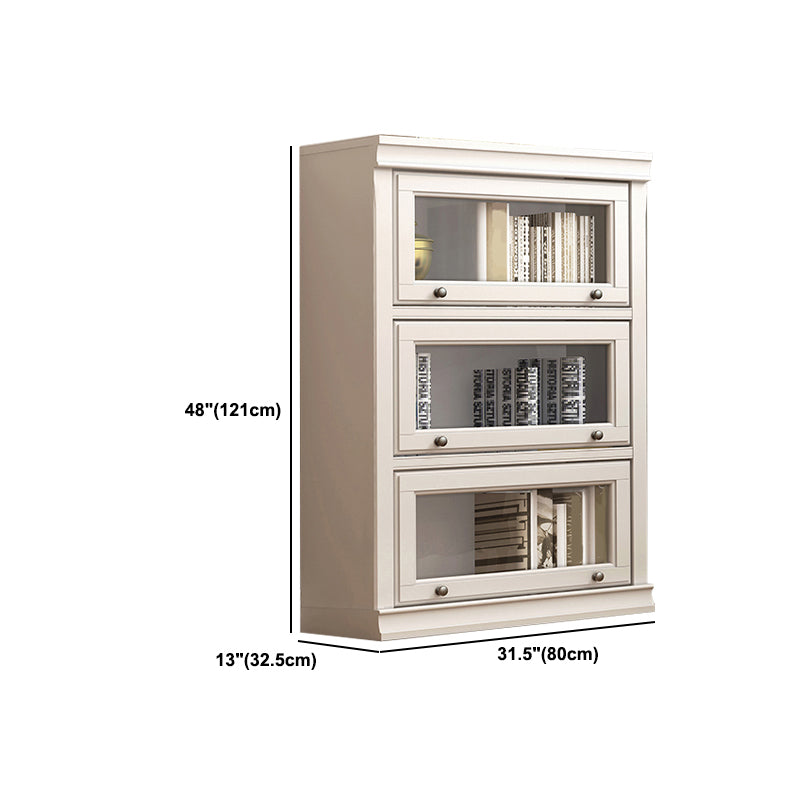 Contemporary Wooden Shelf Bookcase Pure White Standard Shelf for Study Room