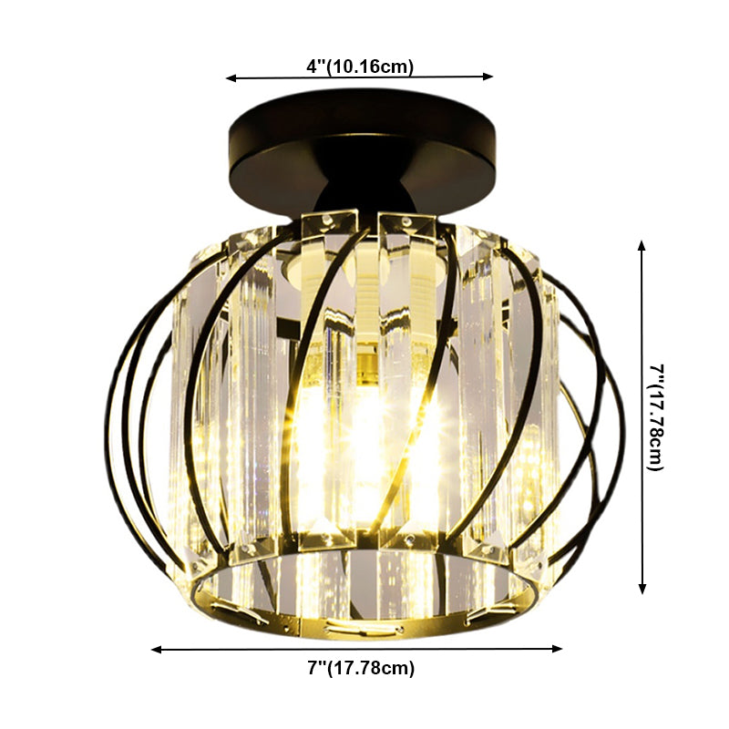 Lantern Shape Ceiling Lamp Modern Iron 1 Light Flush Mount with Hole 2''-3.5'' for Aisle