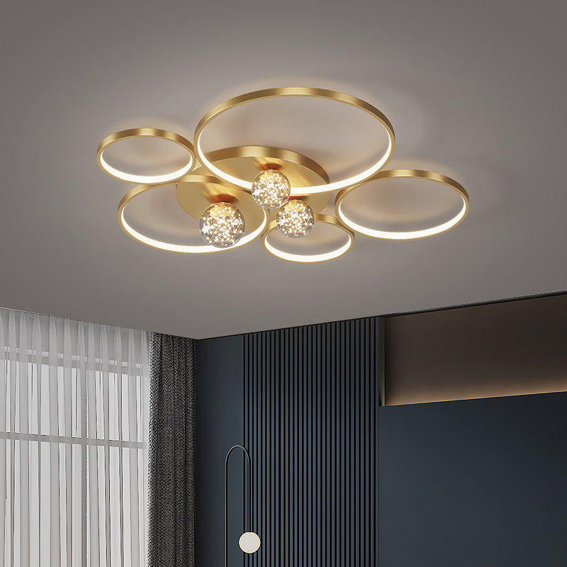 Nordic Circle Ceiling Light Metal 8 Lights Flush Mount Light for Bedroom