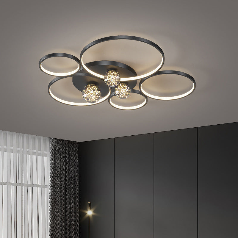 Nordic Circle Ceiling Light Metal 8 Lights Flush Mount Light for Bedroom