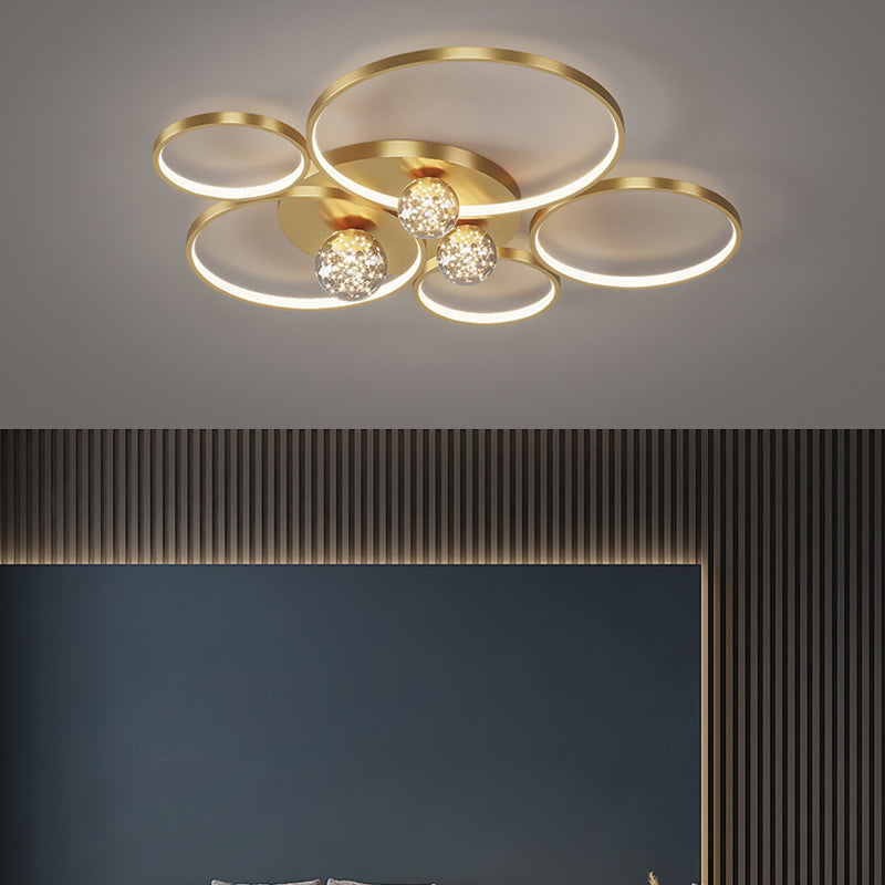 Nordic Circle Ceiling Light Metal 8 Lights Flush Mount Light for Bedroom