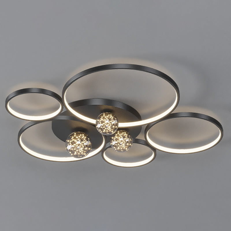 Nordic Circle Ceiling Light Metal 8 Lights Flush Mount Light for Bedroom