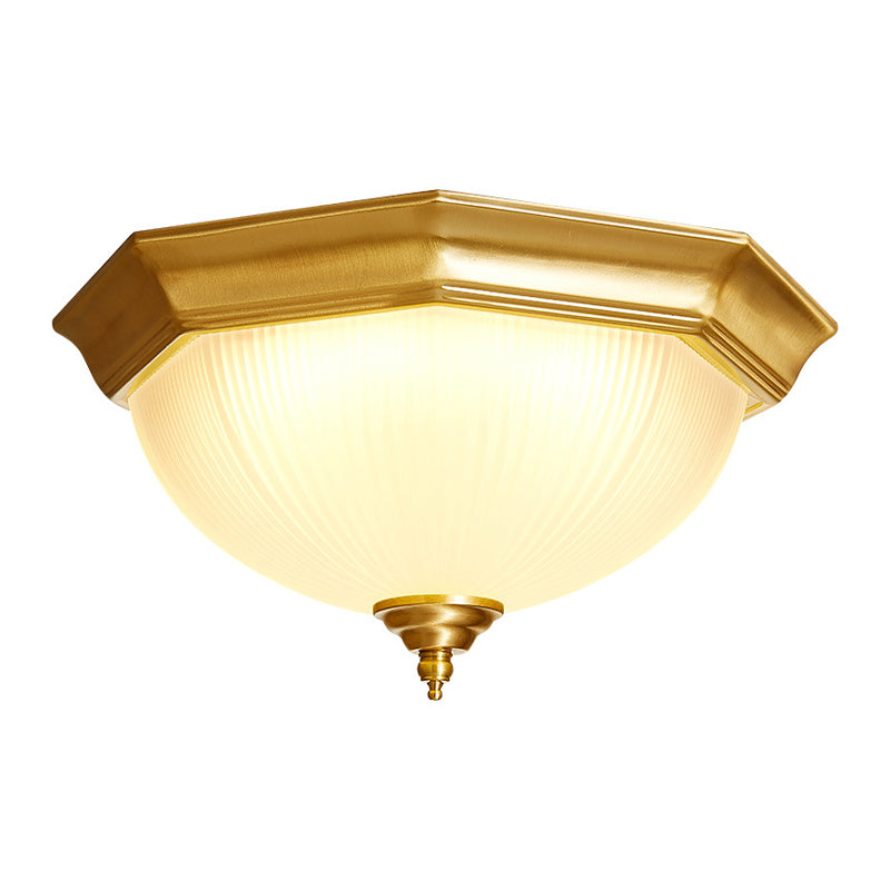 Bowl-Shaped Flush Light Fixture Minimalist Style Glass Living Room Flush Ceiling Light