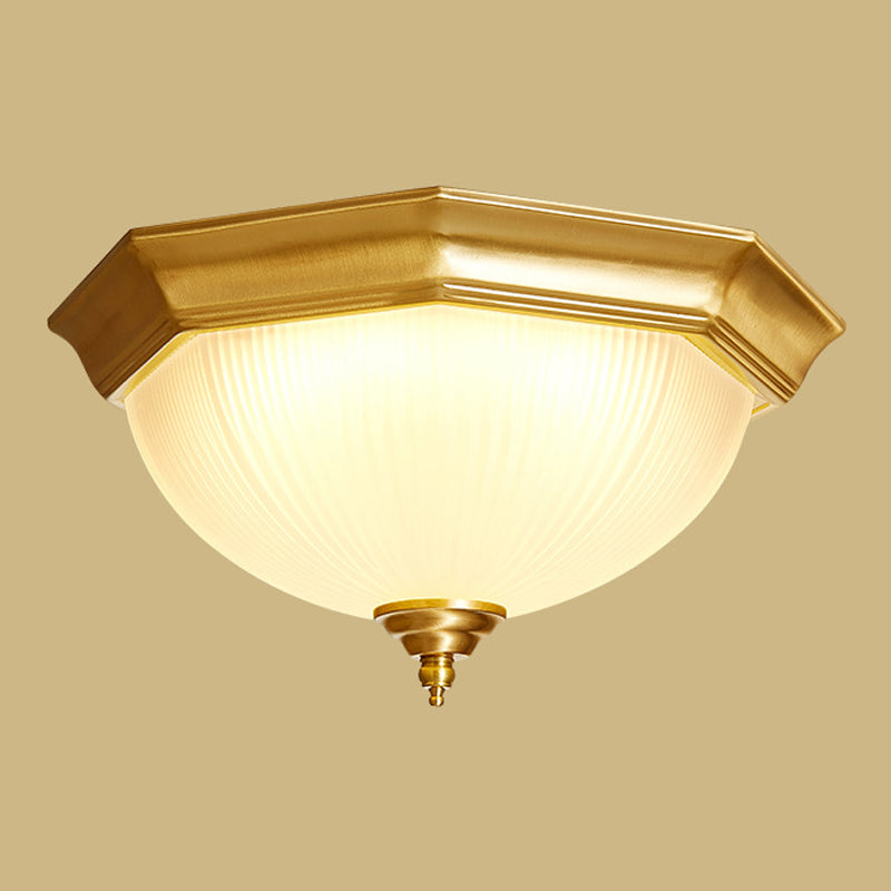 Bowl-Shaped Flush Light Fixture Minimalist Style Glass Living Room Flush Ceiling Light