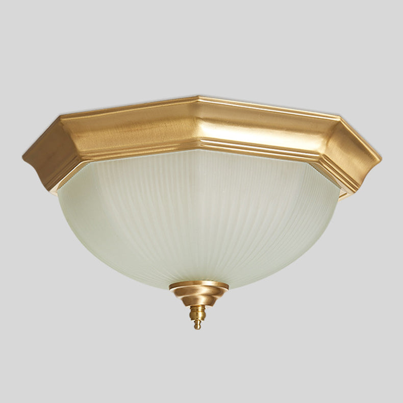 Bowl-Shaped Flush Light Fixture Minimalist Style Glass Living Room Flush Ceiling Light