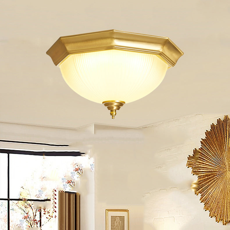 Bowl-Shaped Flush Light Fixture Minimalist Style Glass Living Room Flush Ceiling Light