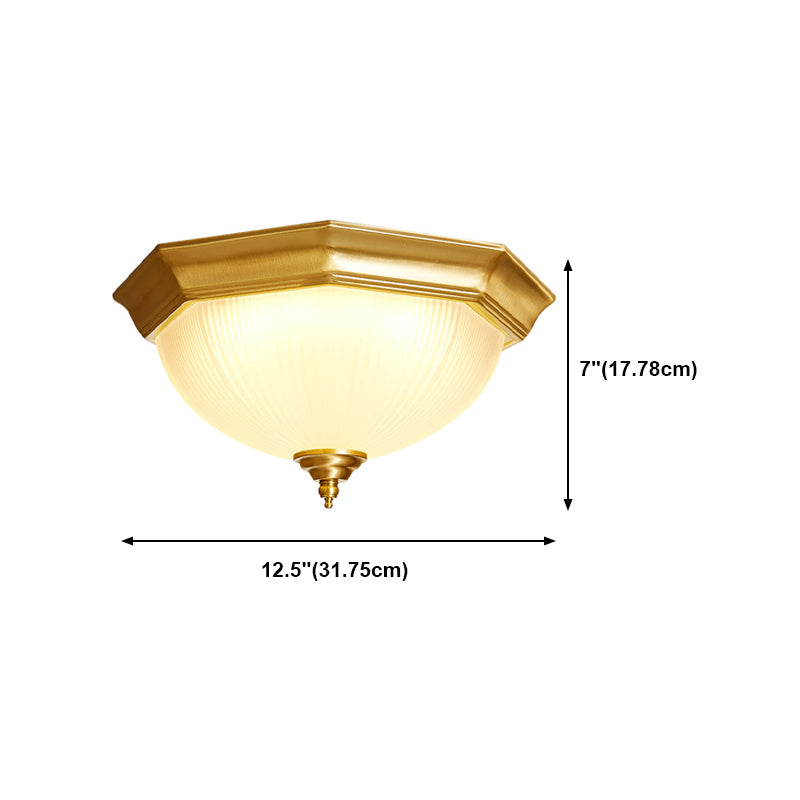 Bowl-Shaped Flush Light Fixture Minimalist Style Glass Living Room Flush Ceiling Light