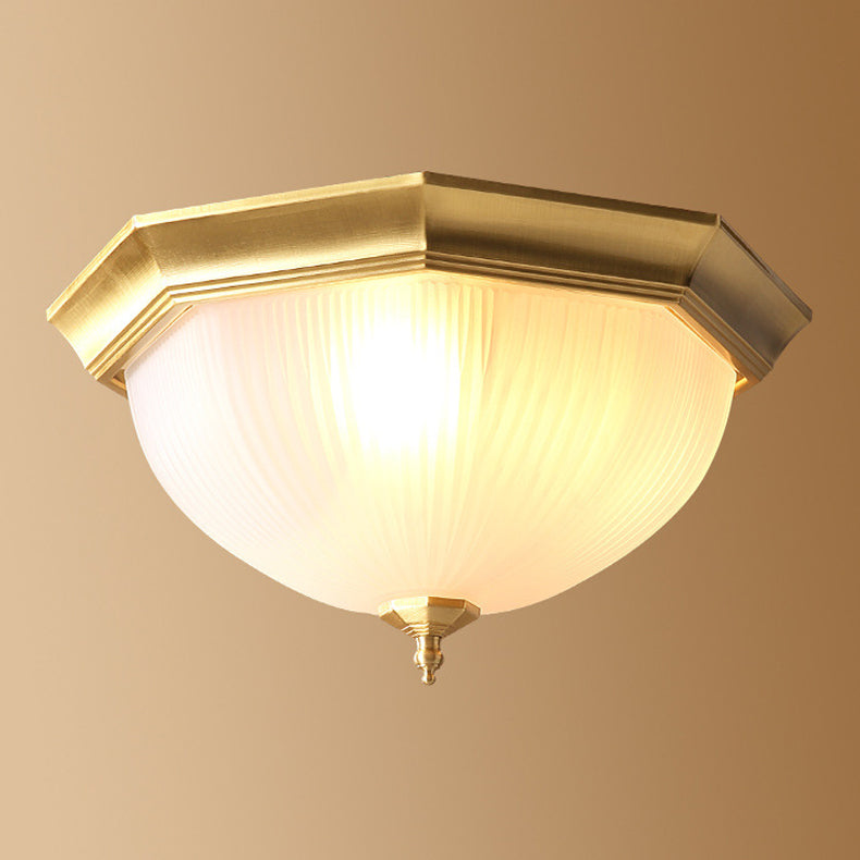 Simplicity Bowl Shape Flush Mount Ceiling Light Glass Flush Light in Gold