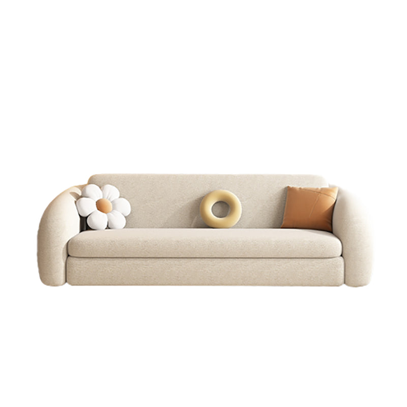 Contemporary Wool Sofa Cushions Back Sofa Bed in Beige For Living Room