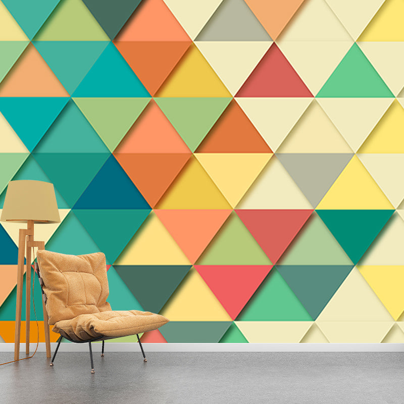 Stain Resistant Illustration Wall Mural Contemporary Geometric Wall Mural