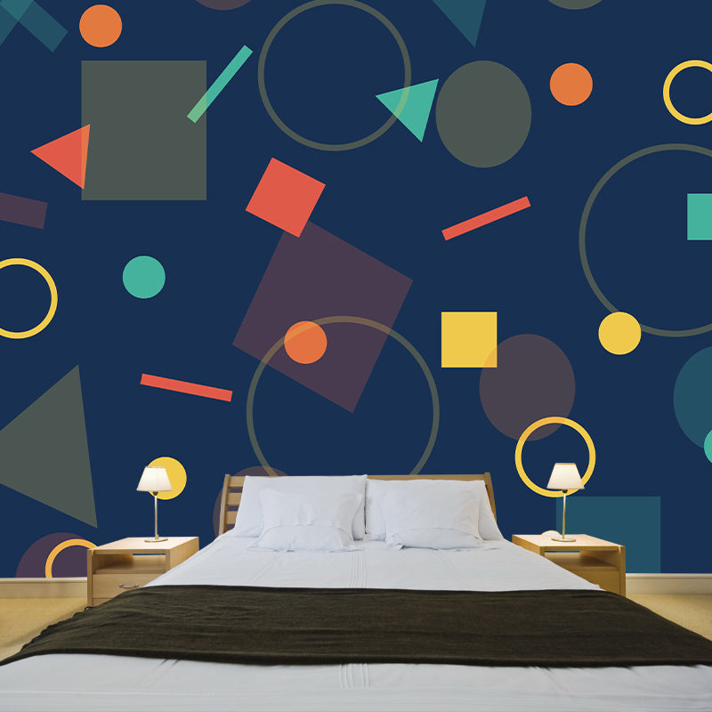 Modern Mural Illustration Colorful Geometric Mildew Resistant Wall Mural