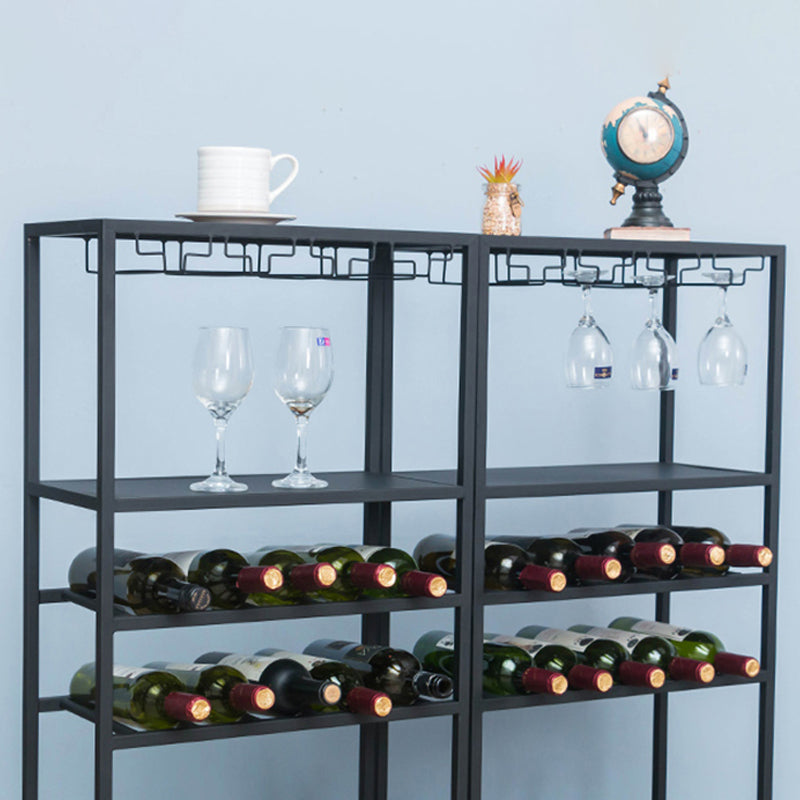 Metal Floor Wine Bottle & Glass Rack Industrial Wine Rack with Stemware Holder