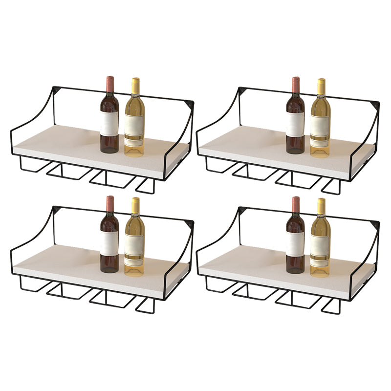 16.9" x 9" x 7" Modern Wine Holder Rack Meta Wall Mounted Wine Jail with Shelf