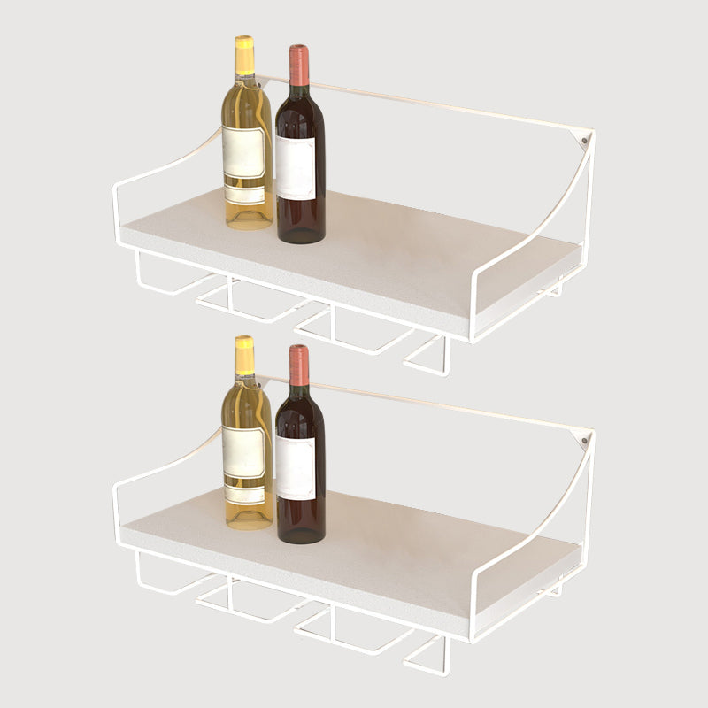 16.9" x 9" x 7" Modern Wine Holder Rack Meta Wall Mounted Wine Jail with Shelf