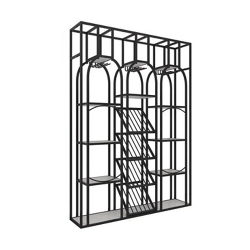 Metal Floor Wine Bottle & Glass Rack Industrial Wine Rack with Shelf