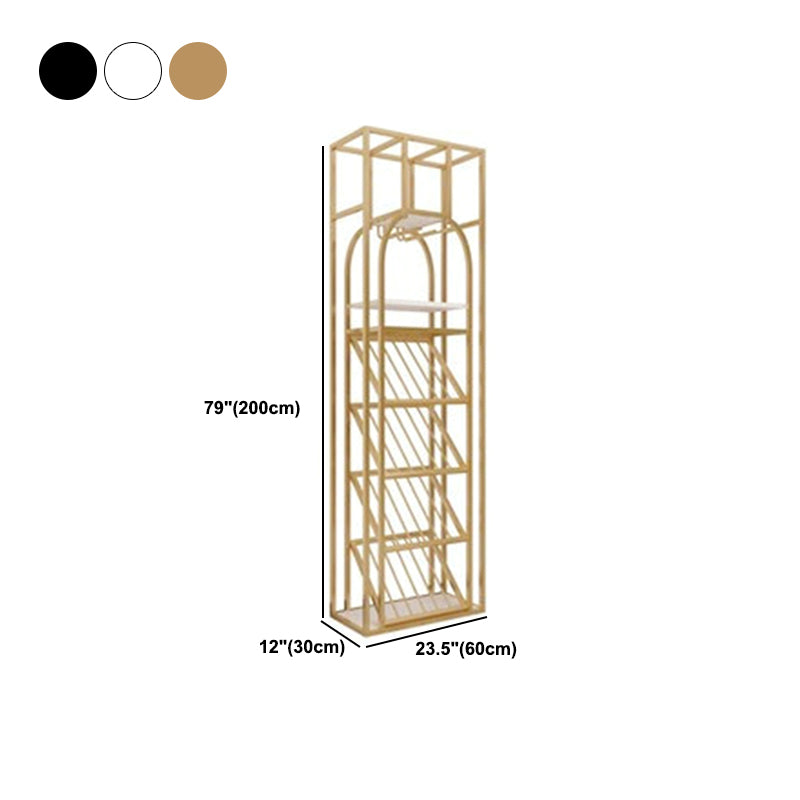 Metal Floor Wine Bottle & Glass Rack Industrial Wine Rack with Shelf