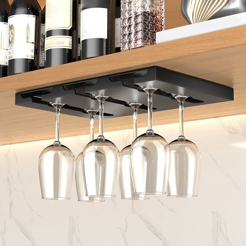 Hanging Modern Wine Rack 9.2"W x 0.8"H Wine Stemware Holder in Black/White