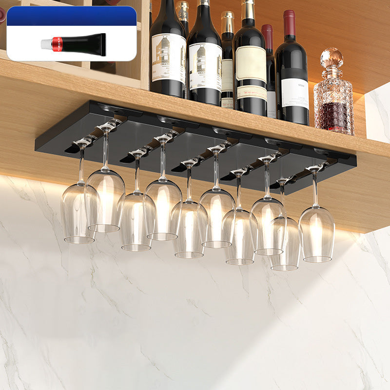 Hanging Modern Wine Rack 9.2"W x 0.8"H Wine Stemware Holder in Black/White