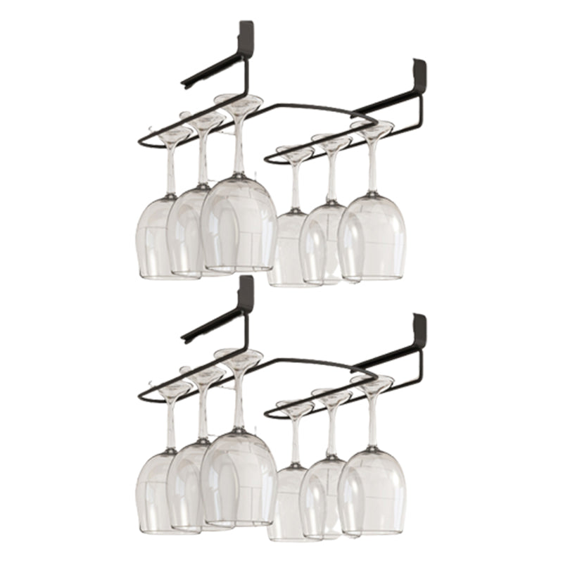 Metal Hanging Modern Wine Rack 0.92"W Stemware Holder in Black/Silver